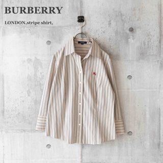 バーバリー(BURBERRY)の【BURBERRY LONDON】七分袖シャツ　ストライプ　ナイトホース　L(シャツ/ブラウス(長袖/七分))