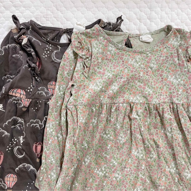 H&M(エイチアンドエム)のH&M キッズ プリントワンピース 2枚セット キッズ/ベビー/マタニティのキッズ服女の子用(90cm~)(ワンピース)の商品写真