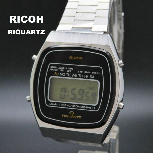 RICOH - RICOH RIQUARTZ デジタル腕時計 デュアルタイム クロノ RICOH - RICOH RIQUARTZ デジタル腕時計 デュアルタイム クロノ
