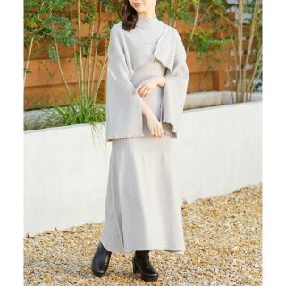 マジェスティックレゴン(MAJESTIC LEGON)の【L/グレー】プレートカーデsetニットワンピ(ロングワンピース/マキシワンピース)