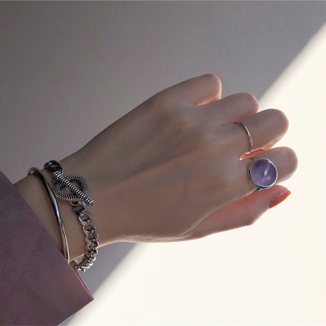 Stone ring / purple ① レディースのアクセサリー(リング(指輪))の商品写真