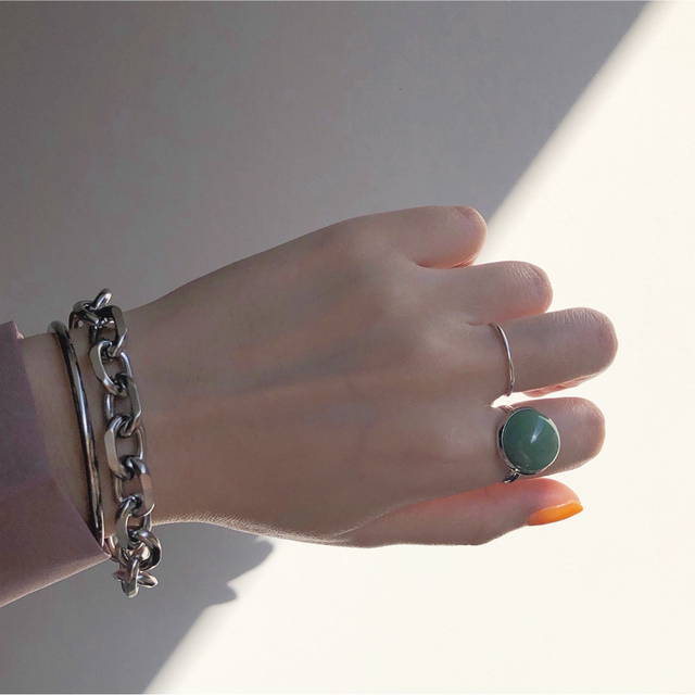 Stone ring / green ① レディースのアクセサリー(リング(指輪))の商品写真