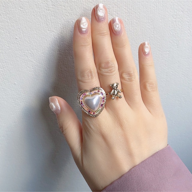 Heart pearl flower ring レディースのアクセサリー(リング(指輪))の商品写真