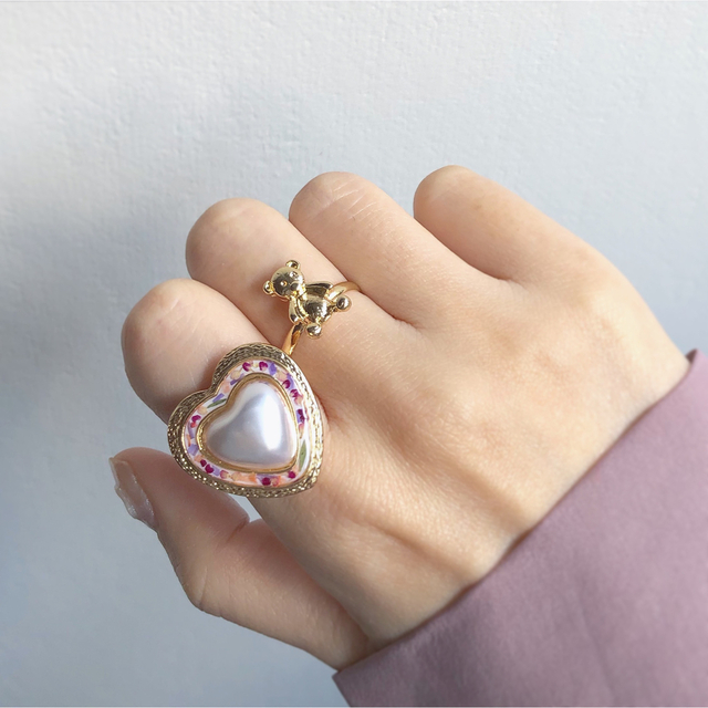 Heart pearl flower ring レディースのアクセサリー(リング(指輪))の商品写真