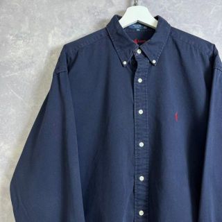 ラルフローレン(Ralph Lauren)のラルフローレン BLAIRE 90s 長袖シャツ ネイビー コットン 赤(シャツ)