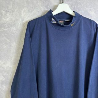 ナイキ(NIKE)のナイキ 90s ロンT モックネック ハイネック ネイビー 刺繍 やまと着用(Tシャツ/カットソー(七分/長袖))