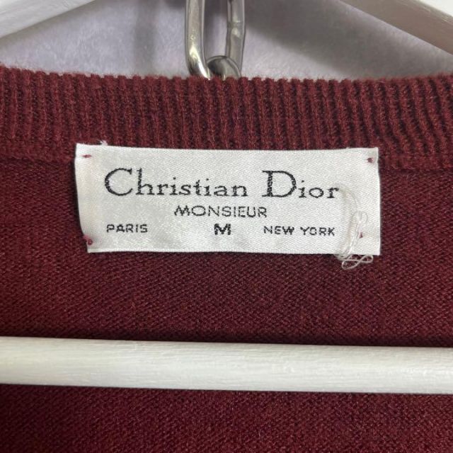 Christian Dior(クリスチャンディオール)のクリスチャンディオール 90s ワンポイントロゴニット えんじ Vネック メンズのトップス(ニット/セーター)の商品写真