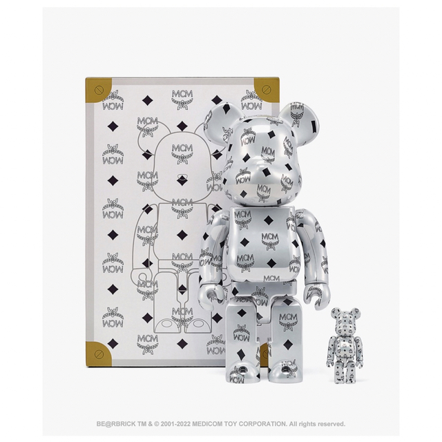 値下げベアブリック MCM WHITE CHROM ver 100%&400%-