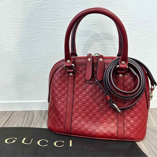 熱い販売 【美品】GUCCI - Gucci マイクロシマ レッド 赤 ハンドバッグ