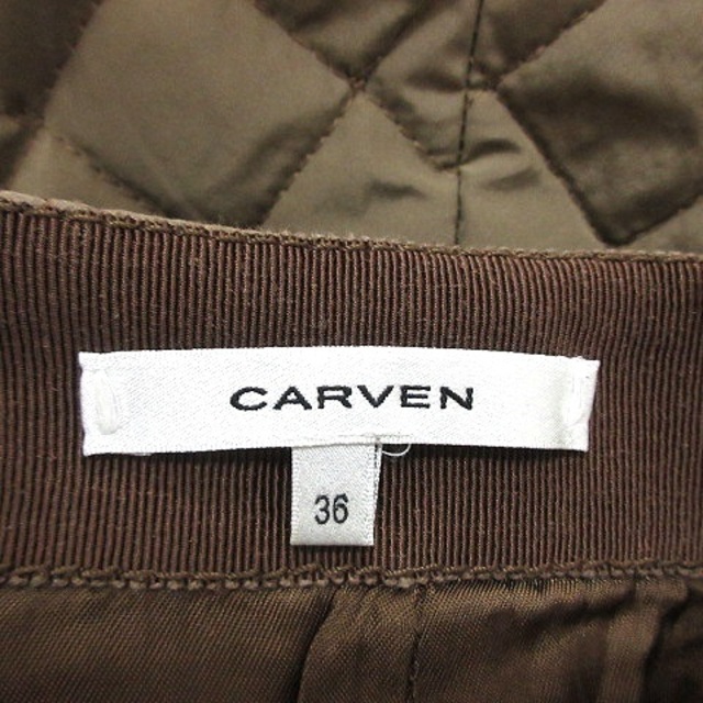 CARVEN(カルヴェン)のカルヴェン ショートパンツ キルティング 中綿 切替 ニット 36 カーキ 緑 レディースのパンツ(ショートパンツ)の商品写真