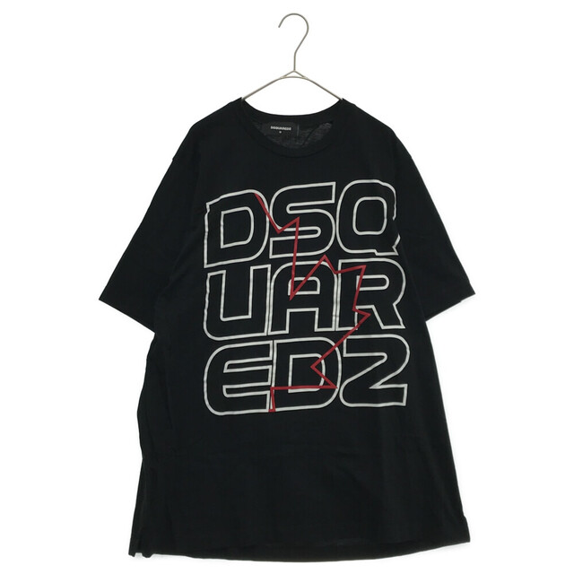 DSQUARED2 ディースクエアード TECHNO LEAF T-SHIRT SLOUCH FIT  S74GD0815 テクノリーフ半袖Tシャツ ブラック