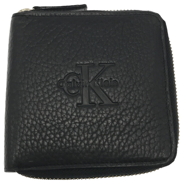 Calvin Klein カルバンクライン ロゴ刻印ラウンドファスナー二つ折り財布 ブラック | フリマアプリ ラクマ