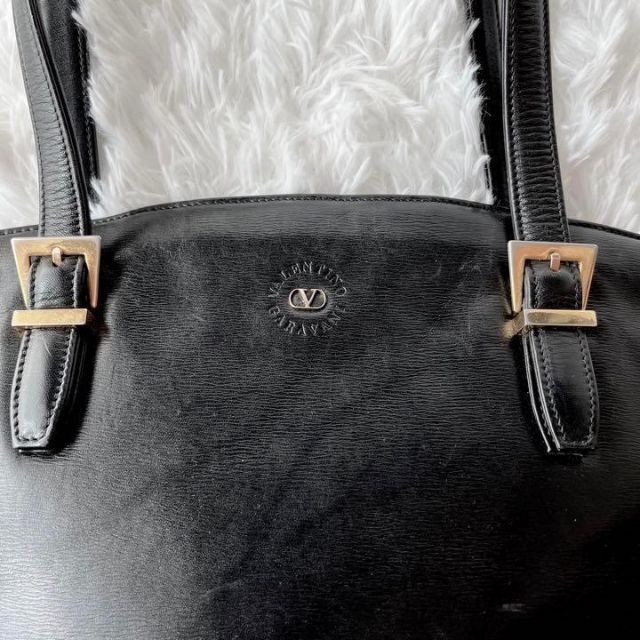高級『VALENTINO GARAVANI』レザー ゴールド ロゴ トートバッグ