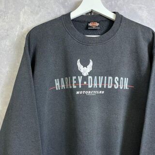 ハーレーダビッドソン(Harley Davidson)のハーレーダビットソン 90s ビンテージスウェット 黒 ブラック 両面(スウェット)
