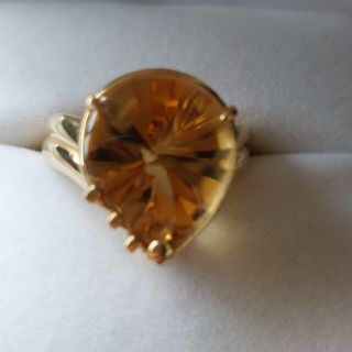 K18YG Heart Design Citrine レディースリング