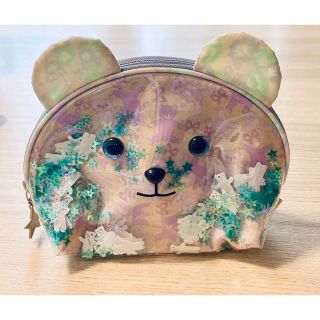 フェフェ(fafa)の美品⭐︎fafaフェフェ クマさんポーチ バニティ ラミネート スパンコール入り(ポーチ)