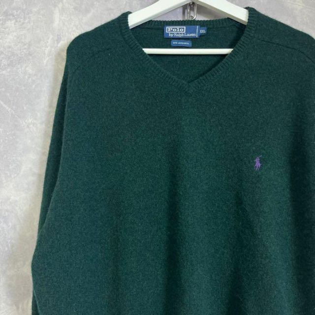 ニット/セーターラルフローレン 90s ワンポイントロゴ セーター ウール 緑 グリーン