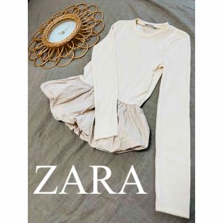 ザラ(ZARA)の美品　ZARA ザラ　トップス　ブラウス　シャツ　リブ　ペムラム　人気　完売(シャツ/ブラウス(長袖/七分))