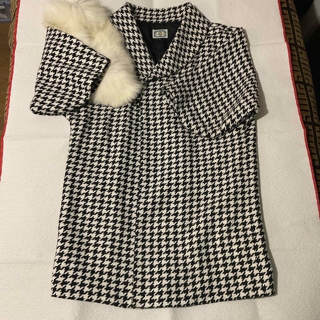 和装コート 居内商店千鳥格子極美品♪ 新品リアルフォックスファー付き ...