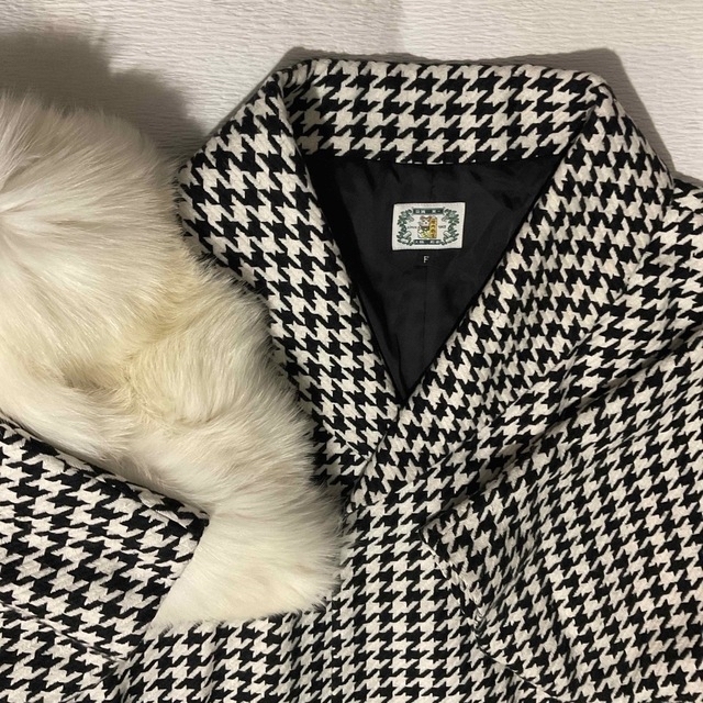 和装コート 居内商店千鳥格子極美品♪ 新品リアルフォックスファー付き ...