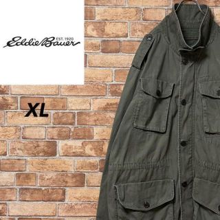 エディーバウアー(Eddie Bauer)のエディーバウアー　ミリタリージャケット　ビッグシルエット　グリーン　ゆるだぼXL(ミリタリージャケット)