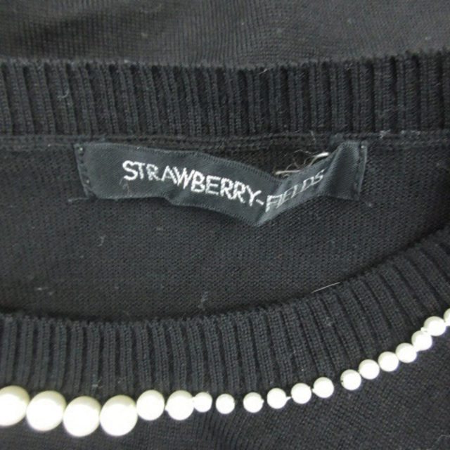 STRAWBERRY-FIELDS(ストロベリーフィールズ)のストロベリーフィールズ ニット カットソー 長袖 パールビーズ レース ウール レディースのトップス(ニット/セーター)の商品写真