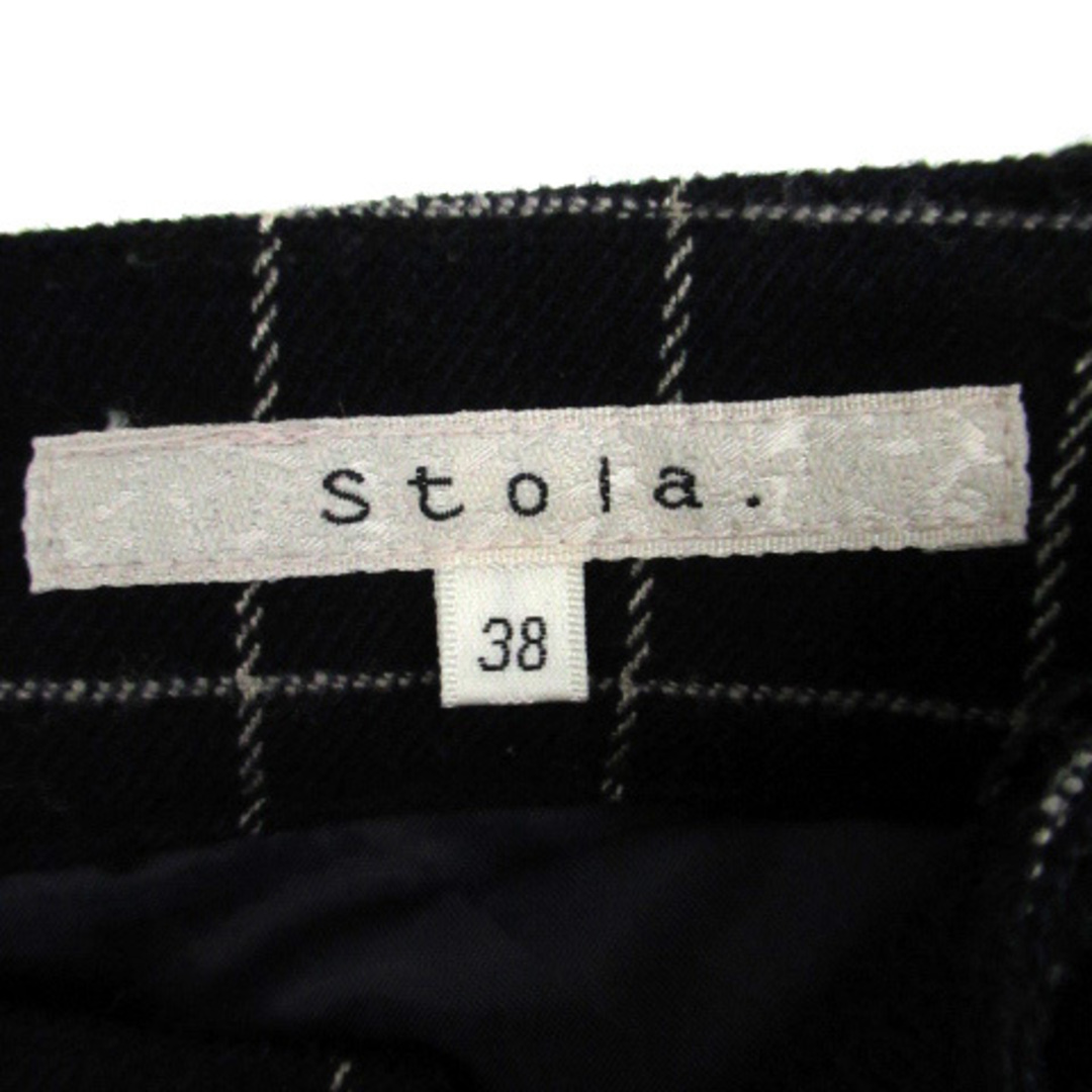 Stola.(ストラ)のストラ Stola. テーパードパンツ グラフチェック柄 ウール混 38 紺 レディースのパンツ(その他)の商品写真