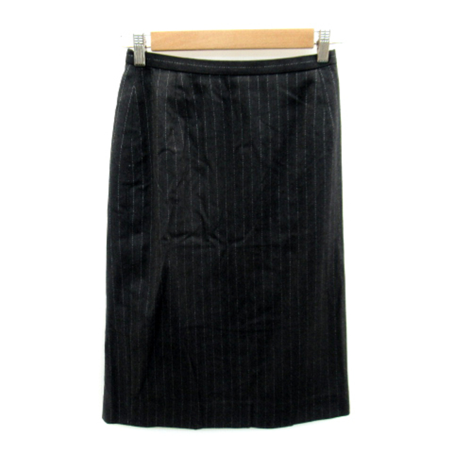 HANAE MORI(ハナエモリ)のハナエモリ タイトスカート ミモレ丈 ストライプ柄 スリット ウール 38 レディースのスカート(ひざ丈スカート)の商品写真