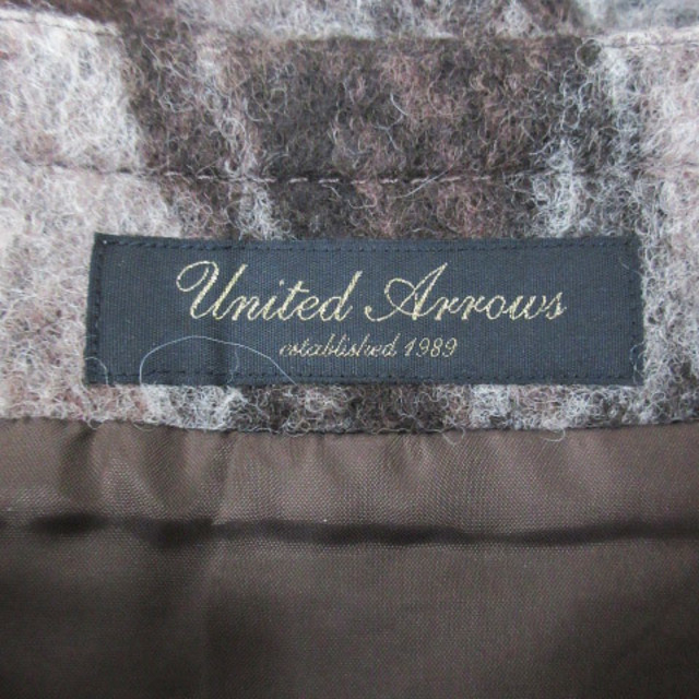 UNITED ARROWS(ユナイテッドアローズ)のユナイテッドアローズ 台形スカート ひざ丈 総柄 38 茶 白 /FF45 レディースのスカート(ひざ丈スカート)の商品写真