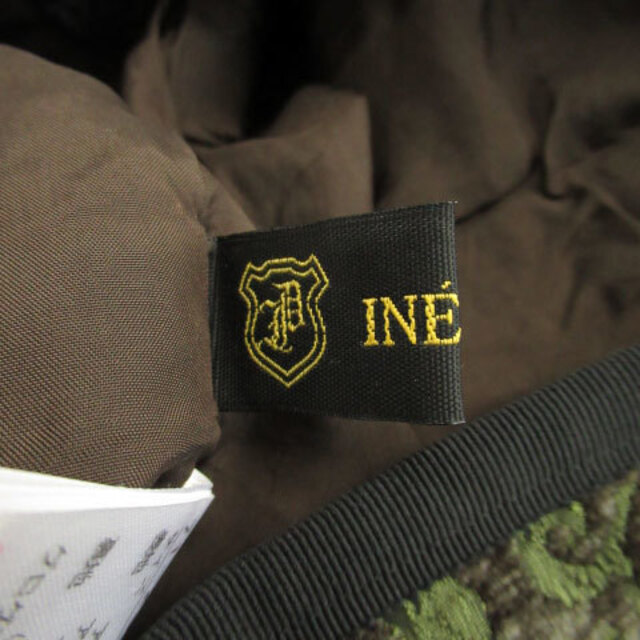 INED(イネド)のイネド INED フレアスカート ひざ丈 ダマスク柄 9 グリーン 緑 レディースのスカート(ひざ丈スカート)の商品写真