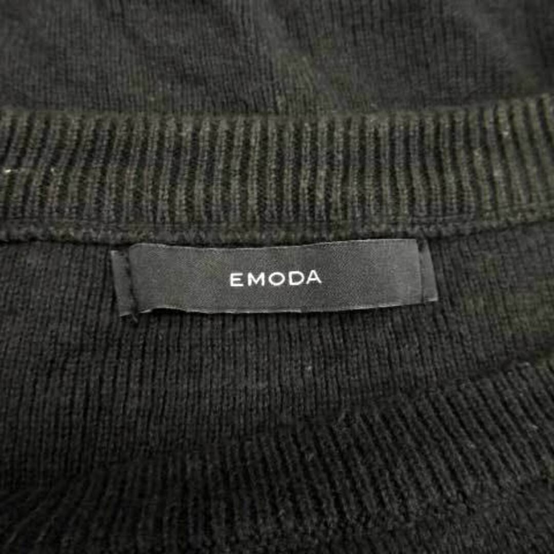 EMODA(エモダ)のエモダ ニット カットソー 七分袖 ラウンドネック 無地 F ブラック 黒 レディースのトップス(ニット/セーター)の商品写真