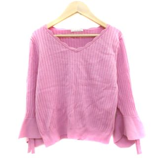 ウィルセレクション(WILLSELECTION)のウィルセレクション ニット カットソー 七分袖 リボン M ピンク(ニット/セーター)