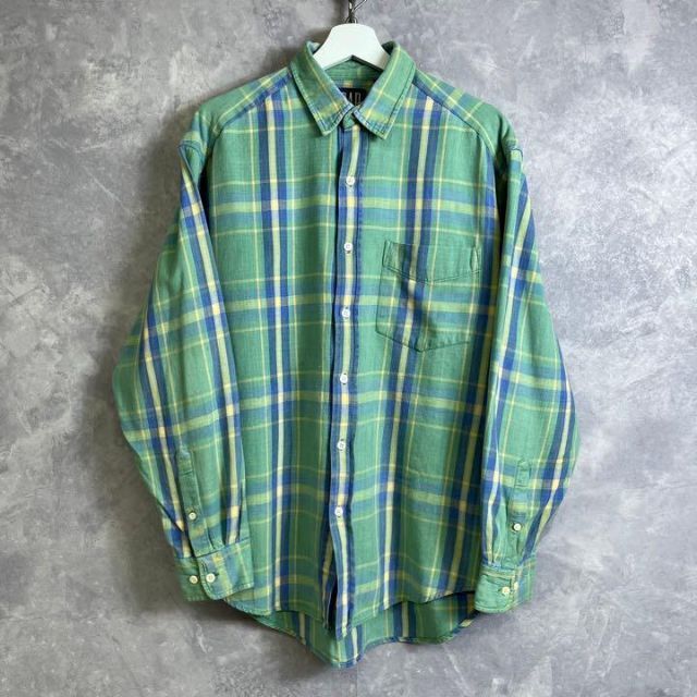 オールドギャップ 90s GAP チェックシャツ コットン 緑 1