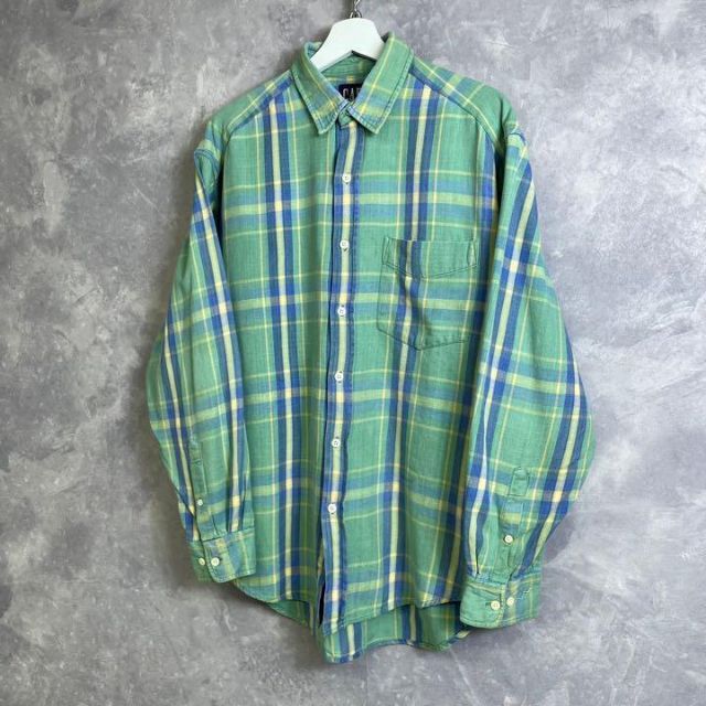 オールドギャップ 90s GAP チェックシャツ コットン 緑 3