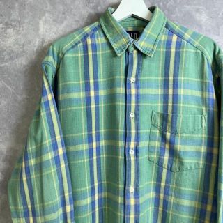 ギャップ(GAP)のオールドギャップ 90s GAP チェックシャツ コットン 緑(シャツ)