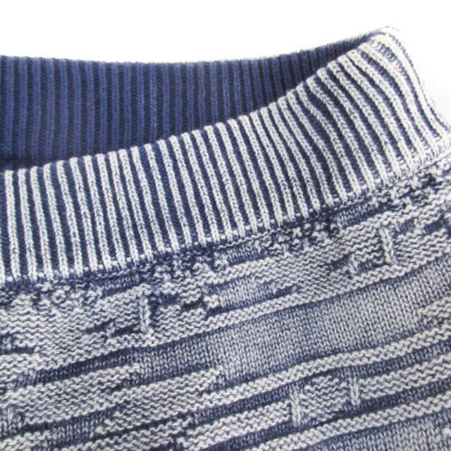 BAYFLOW(ベイフロー)のベイフロー ニットスカート タイトスカート ミモレ丈 オルテガ柄 2 紺 白 レディースのスカート(ひざ丈スカート)の商品写真