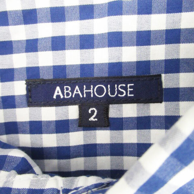 ABAHOUSE(アバハウス)のアバハウス カジュアルシャツ 長袖 ギンガムチェック柄 2 オフホワイト 青 メンズのトップス(シャツ)の商品写真