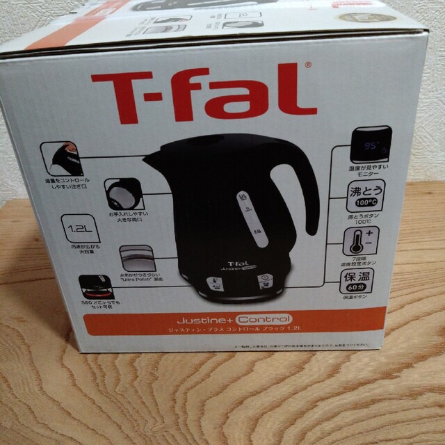 T-fal(ティファール)のティファール 電気ケトル ジャスティンプラスコントロール ブラック 1.2L スマホ/家電/カメラの生活家電(電気ケトル)の商品写真