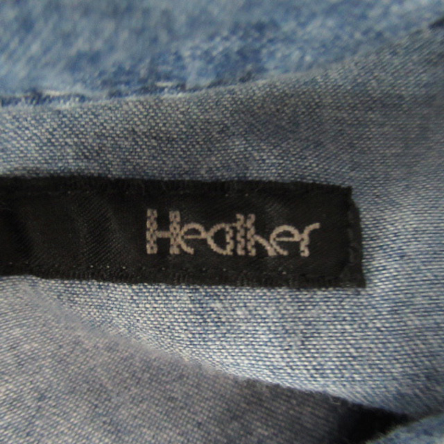 heather(ヘザー)のヘザー ダンガリーシャツワンピース ミニ丈 長袖 無地 F ライトブルー レディースのワンピース(ミニワンピース)の商品写真