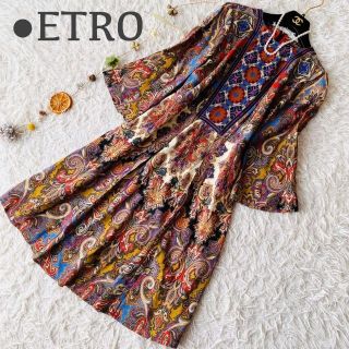 エトロ(ETRO)のいんぺりあるとぱーず様 エトロ ウールロング ワンピース イタリア製 40(ロングワンピース/マキシワンピース)