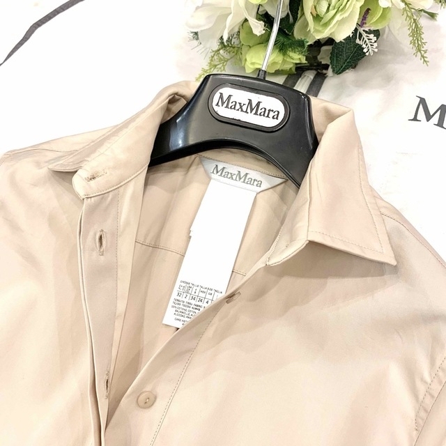 【MaxMara】最高級白タグ＊コットン　ポプリン　プリントシャツ　大きいサイズ