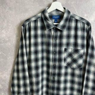 usa ARIZONA ネルシャツ XL レッド ブラック オンブレチェック