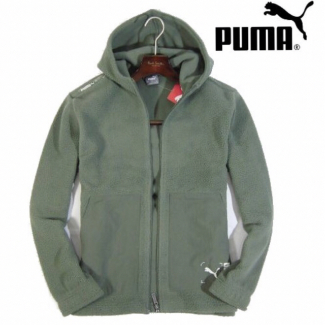 【PUMA/プーマ】裏フリース ジップアップパーカー ボアブルゾン（L・カーキ）約585cm