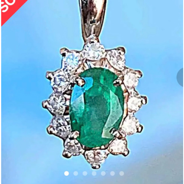 Pt900/850EMERALD0.43ctダイヤモンドネックレス 色濃厚綺麗