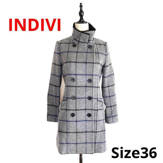 INDIVI(インディヴィ)のINDIVI インディヴィ チェック柄ロングコート 5547 レディースのジャケット/アウター(ロングコート)の商品写真