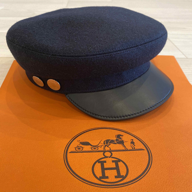無料発送 Hermes - ハット 帽子 キャスケットレザー 新品 エルメス