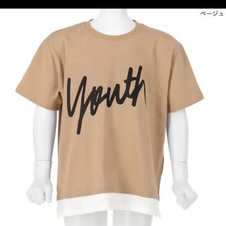 アナップキッズ(ANAP Kids)のANAPkids新品レイヤード風プリントＴシャツベージュ(Tシャツ/カットソー)