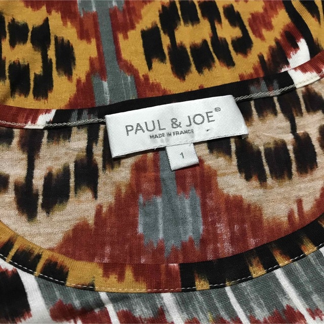 PAUL & JOE(ポールアンドジョー)のPAUL&JOE【美品】エスニック柄 変形 五分袖 カットソー フランス製 レディースのトップス(カットソー(半袖/袖なし))の商品写真