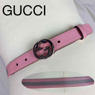 グッチ(Gucci)のGUCCI ベルト　インターロッキング　シェリーライン　シルバー金具　ピンク(ベルト)