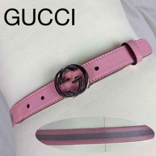 グッチ(Gucci)のGUCCI ベルト　インターロッキング　シェリーライン　シルバー金具　ピンク(ベルト)